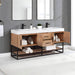 Altair Design Bianco 72"" Double Bathroom Vanity in Light Brown with Matte Black Support Base and White Composite Stone Countertop