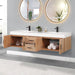 Altair Design Corchia 72"" Wall-mounted Double Bathroom Vanity in Light Brown with White Composite Stone Countertop