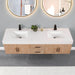 Altair Design Corchia 72"" Wall-mounted Double Bathroom Vanity in Light Brown with White Composite Stone Countertop