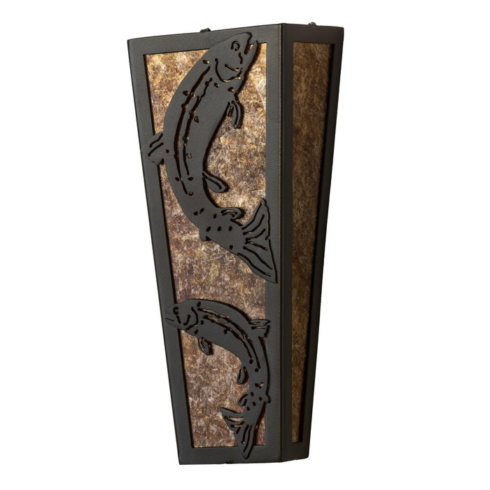 Meyda 5" Wide Rustic Leaping Trout Amber Wall Sconce