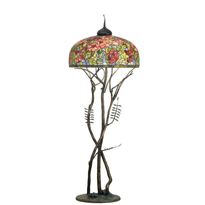 Meyda 74"H Tiffany Oriental Poppy Floor Lamp
