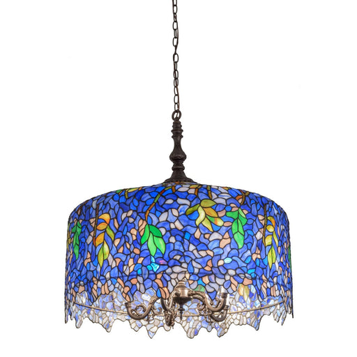 Meyda 30" Wide Blue and Lavender Art Wisteria Pendant