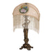 Meyda 20"H Reverse Painted Roses Fabric with Fringe Table Lamp