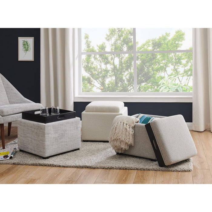 New Pacific Direct Cameron Square Fabric Storage Ottoman with Tray 1900163-410