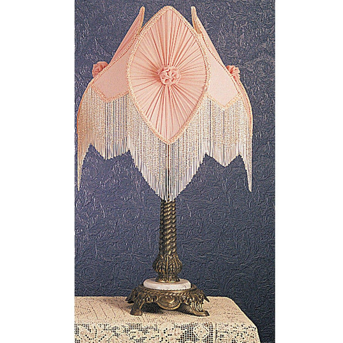 Meyda 15" High Fabric & Fringe Pink Pontiff Accent Table Lamp