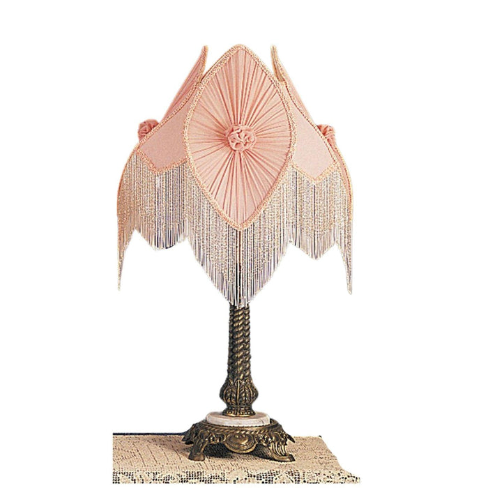 Meyda 28"H Fabric & Fringe Pink Pontiff Table Lamp