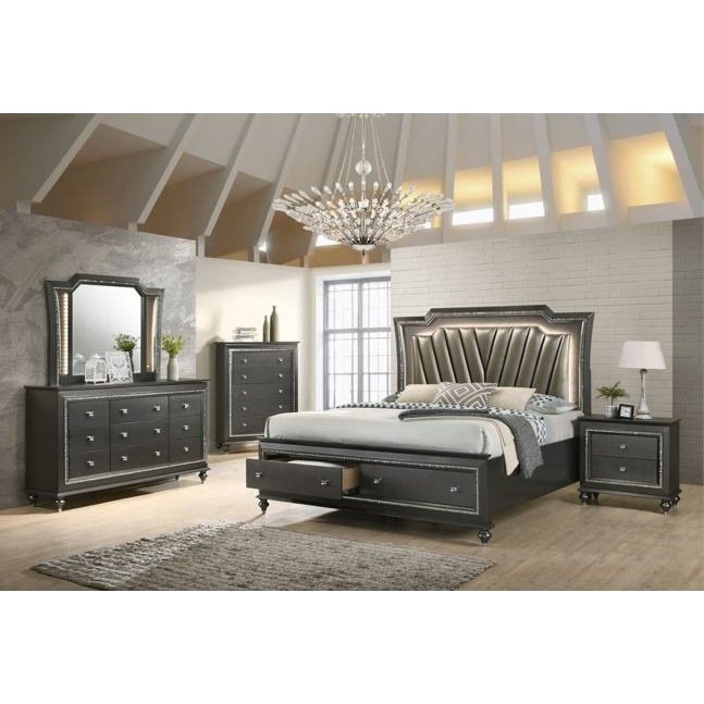 Acme Furniture Kaitlyn Ek Bed W/Storage & Led 27277EK