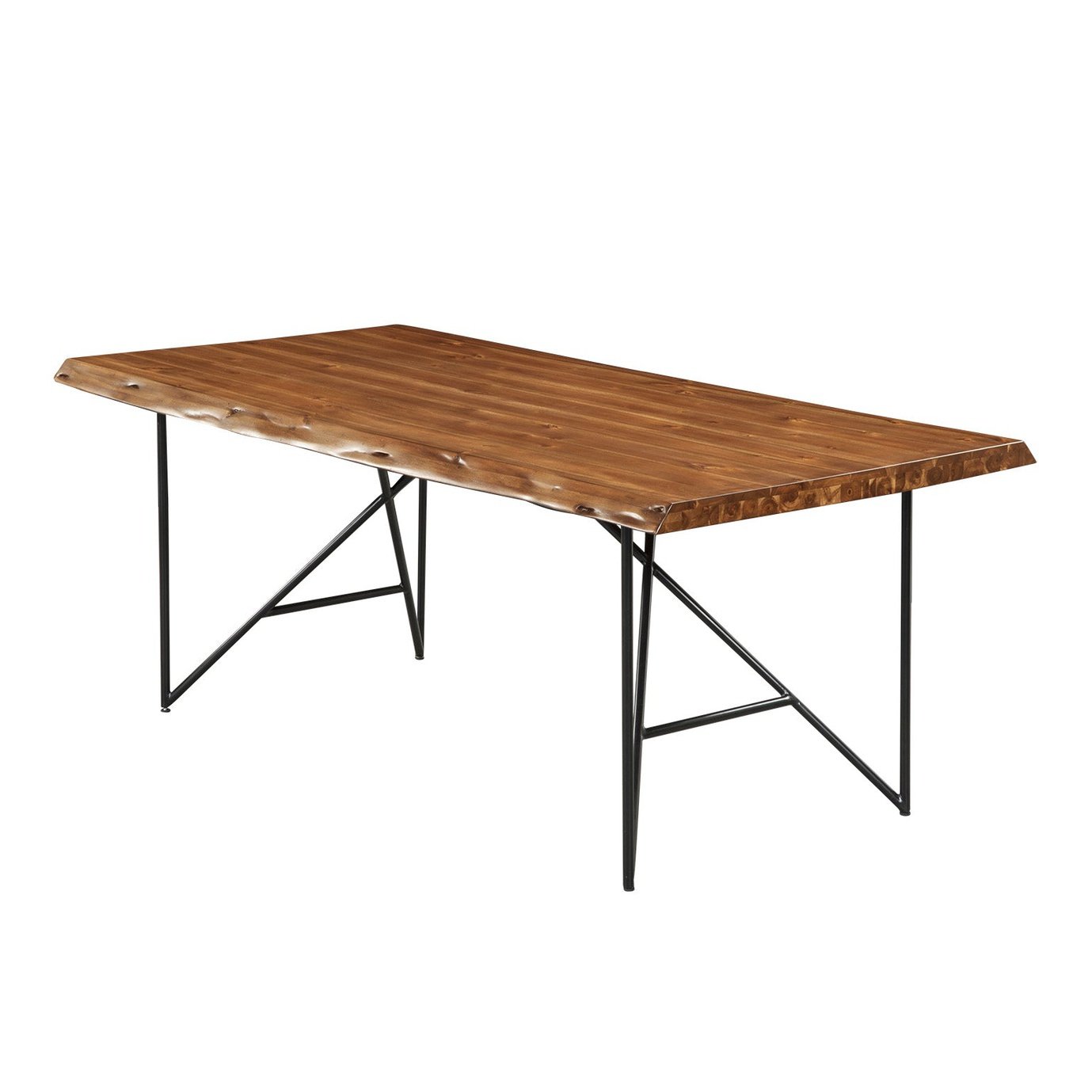 Alpine Furniture Live Edge Solid Wood Dining Table, Light