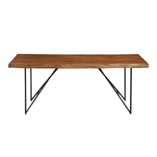 Alpine Furniture Live Edge Solid Wood Dining Table, Light Walnut 1968-01