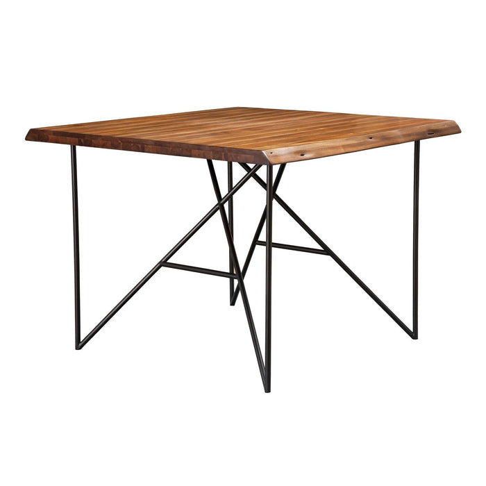 Alpine Furniture Live Edge Solid Wood Pub Table w/Metal Legs, Light Walnut 1968-48