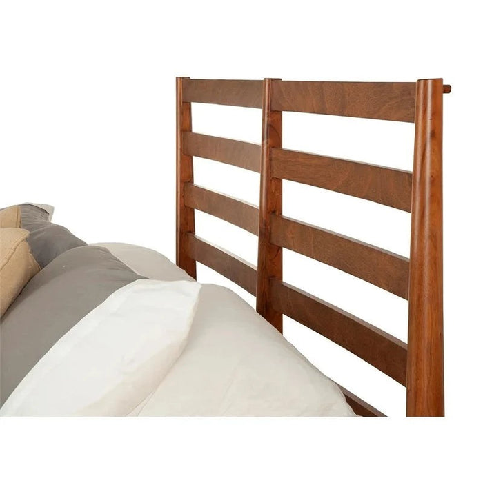 Alpine Furniture Flynn Retro California King Bed w/Slat Back Headboard, Acorn 1066-27CK