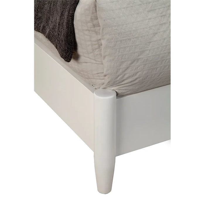 Alpine Furniture Flynn Retro Standard King Bed w/Slat Back Headboard, White 1066-W-27EK