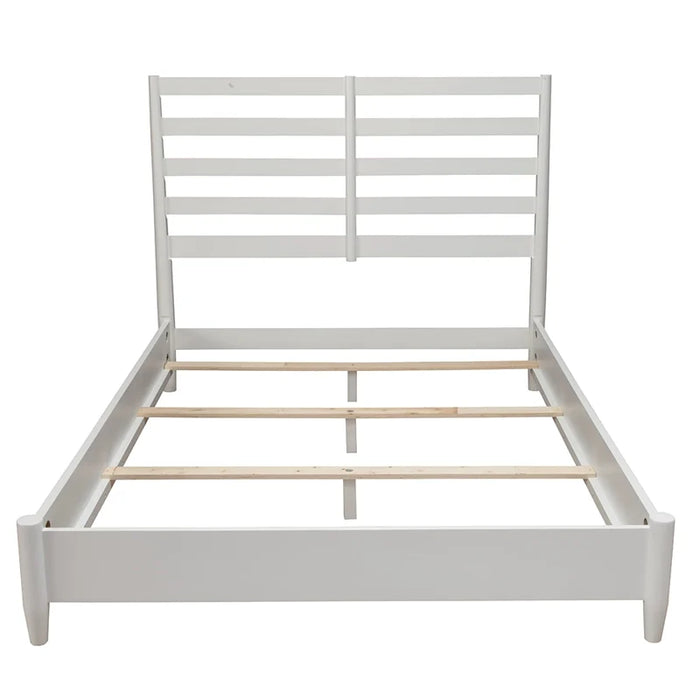 Alpine Furniture Flynn Retro Full Bed w/Slat Back Headboard, White 1066-W-28F