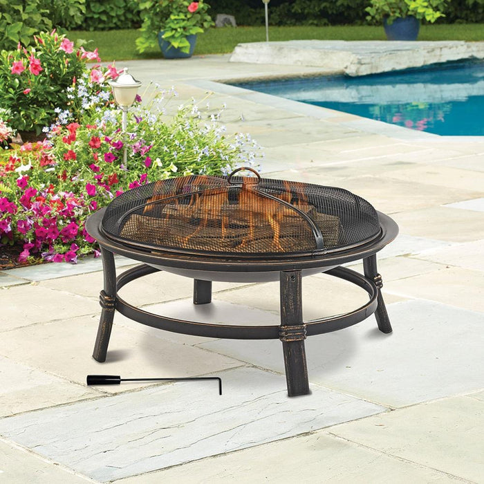 Endless Summer 29" Brushed Copper Wood Burning Outdoor Firebowl WAD15121MT