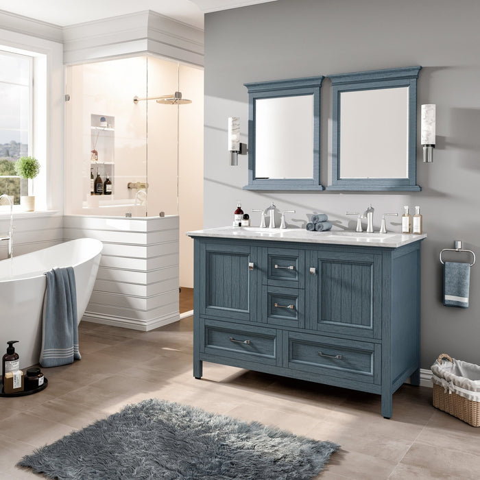 Eviva Britney 48" Double Sink Transitional Ash Blue Bathroom Vanity in Ash Blue Finish