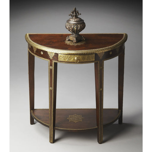 Butler Specialty Company Ranthore Brass Demilune Console Table, Dark Brown 2054290