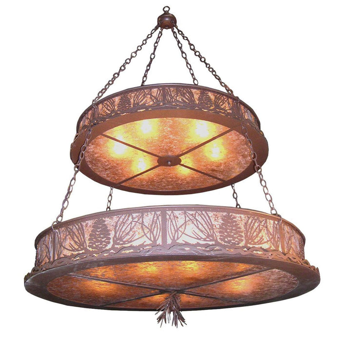 Meyda 48"W Mountain Pine 2 Tier Inverted Pendant