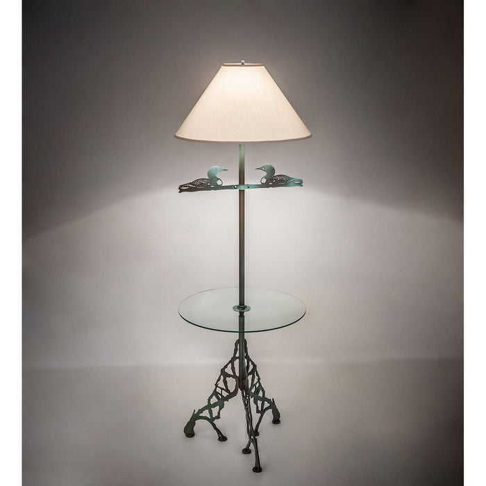 Meyda 65" Rustic Loon Glass Table Tray Floor Lamp