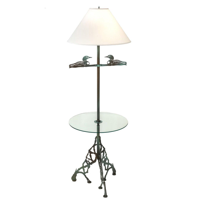 Meyda 65" Rustic Loon Glass Table Tray Floor Lamp