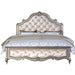 Acme Furniture Esteban Ek Bed in Ivory Velvet & Antique Champagne Finish 22197EK