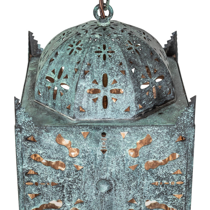 Meyda 8" Square Moroccan Brass Pendant