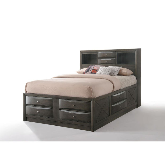 Acme Furniture Ireland Queen Bed W/Storage in Gray Oak Finish 22700Q