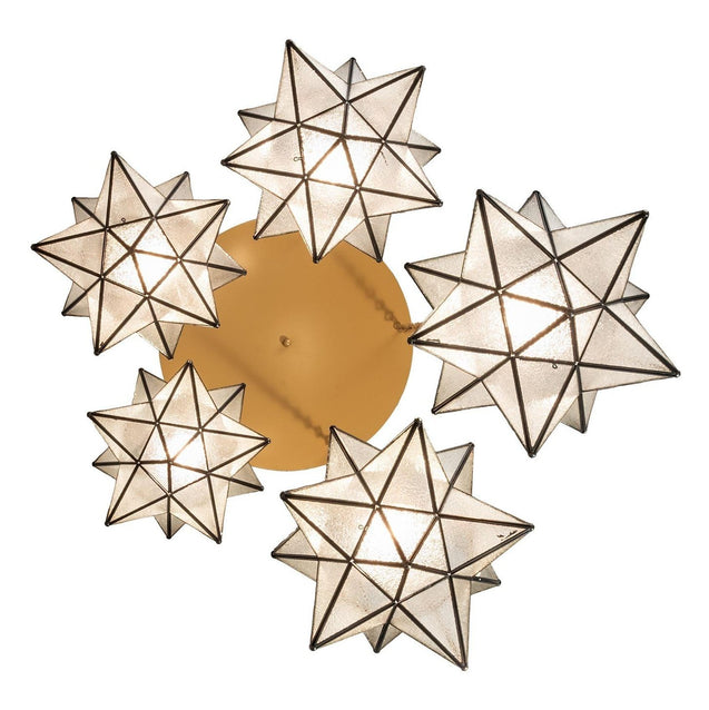 Meyda 45" Wide Gold Moravian Star 5 Light Cascading Pendant