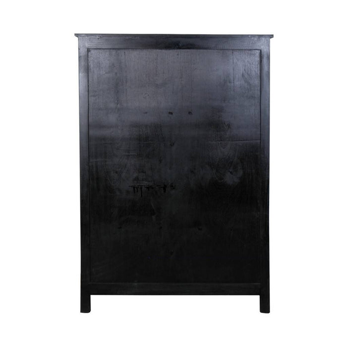 Sunset Trading Cottage Wide 2 Door Storage Cabinet Distressed Black/Savage Brown Solid Wood | Fully Assembled Jelly Cupboard Pantry CC-CAB1226TLD-ABSV
