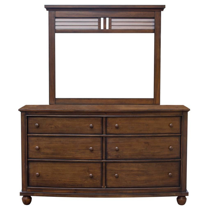 Sunset Trading Bahama Shutter Wood 6 Drawer Double Dresser with Mirror | Tropical Walnut Brown CF-1130_34-0158