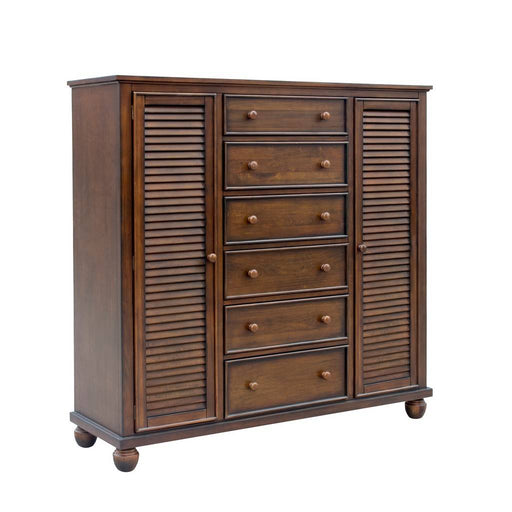Sunset Trading Bahama Shutter Wood Armoire | Tropical Walnut Brown | Fully Assembled Wardrobe Bedroom Furniture CF-1142-0158
