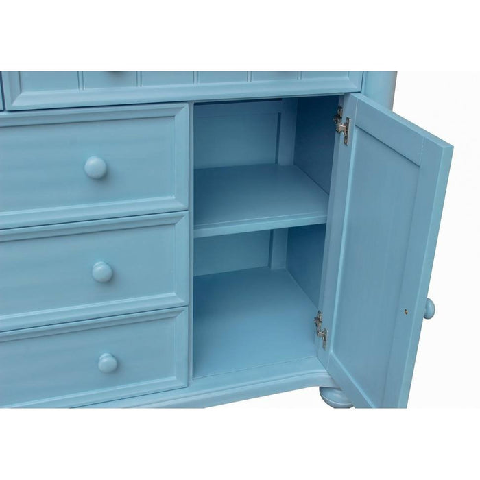 Sunset Trading Cool Breeze Dresser and Mirror | 5 Drawers 2 Cabinets | Beach Blue Wood | Fully Assembled CF-1730_34-0156