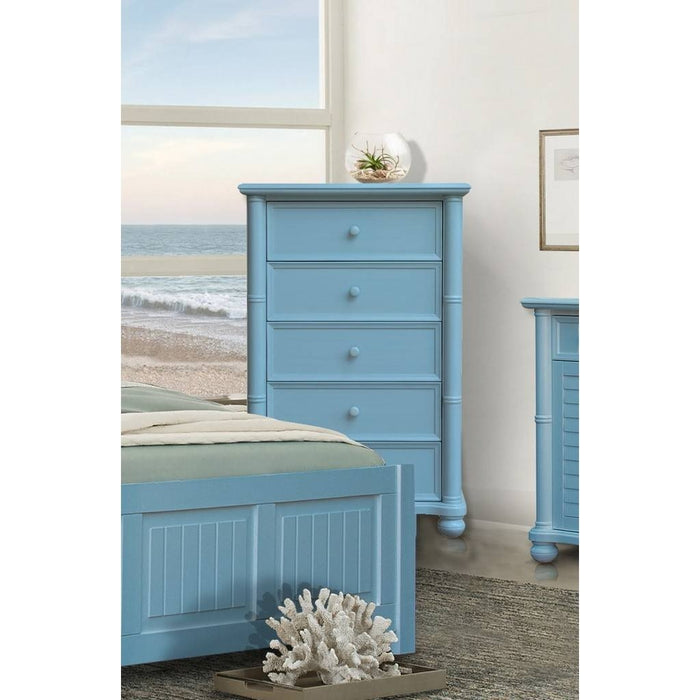 Sunset Trading Cool Breeze 5 Drawer Bedroom Chest | Beach Blue | Fully Assembled CF-1741-0156
