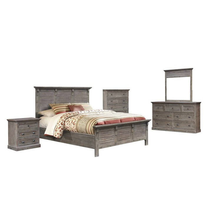 Sunset Trading Solstice Grey 5 Piece Queen Bedroom Set | Gray/Brown Acacia Wood CF-3001-0441-Q-5PC