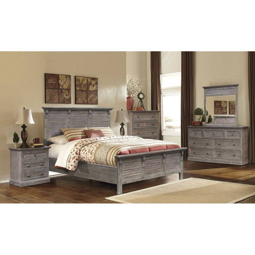 Sunset Trading Solstice Grey 5 Piece King Bedroom Set | Gray/Brown Acacia Wood CF-3002-0441-K-5PC