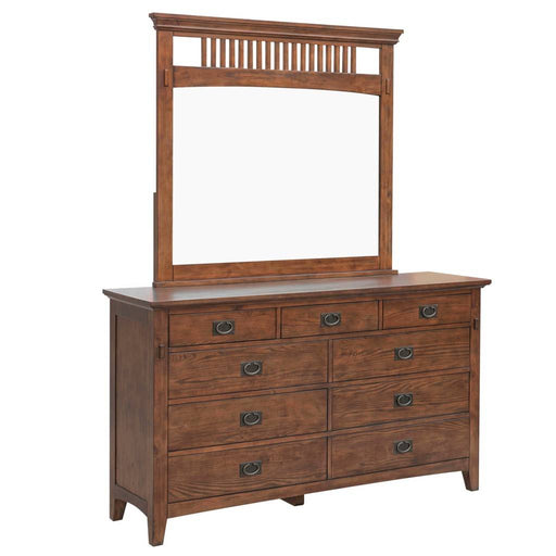 Sunset Trading Mission Bay 9 Drawer Double Bedroom Dresser | Amish Brown Solid Wood | Fully Assembled Furniture CF-4930-0877