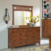 Sunset Trading Mission Bay 9 Drawer Double Bedroom Dresser with Beveled Mirror | Amish Brown Solid Wood | Fully Assembled Dresser CF-4930-34-0877