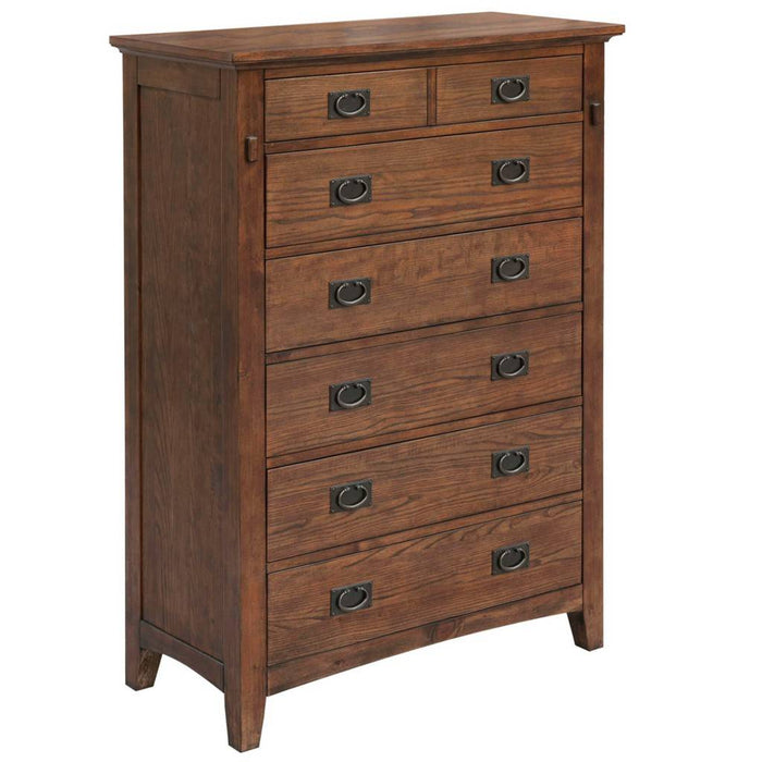 Sunset Trading Mission Bay 6 Drawer Bedroom Chest | Amish Brown Solid Wood | Fully Assembled Vertical Dresser CF-4941-0877