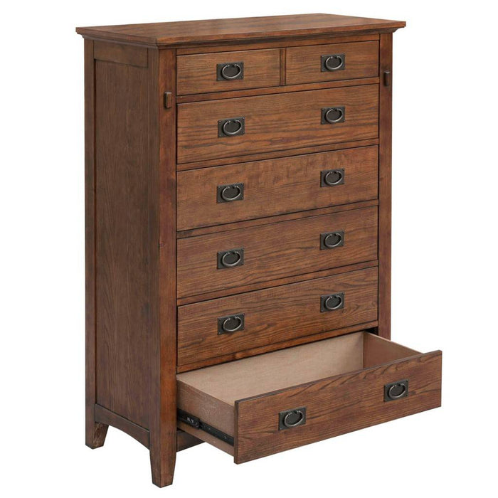 Sunset Trading Mission Bay 6 Drawer Bedroom Chest | Amish Brown Solid Wood | Fully Assembled Vertical Dresser CF-4941-0877
