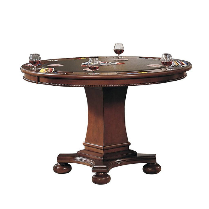 Sunset Trading Bellagio 48" Round Dining and Poker Table | Reversible Game Top | Brown Cherry Wood | Seats 6 CR-87148-63-TB