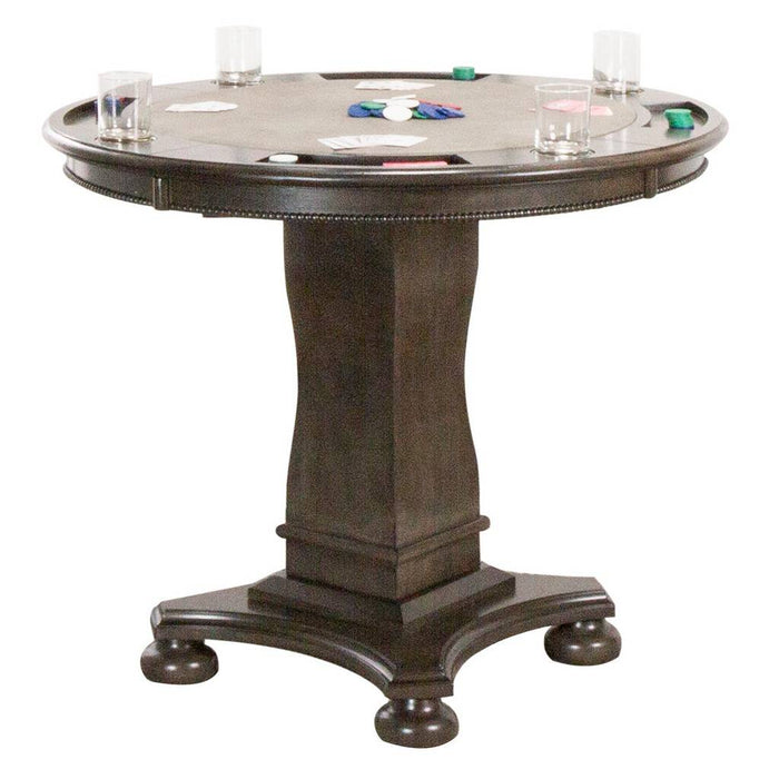 Sunset Trading Vegas 42.5" Round Counter Height Dining, Chess and Poker Table | Reversible 3 in 1 Game Top | Distressed Gray Wood CR-87711-TCB