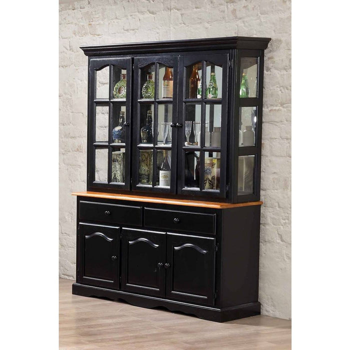 Sunset Trading Black Cherry Selections Treasure Buffet and Lighted Hutch | Antique Black and Cherry DLU-22-BH-BCH