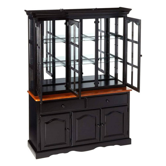 Sunset Trading Black Cherry Selections Treasure Buffet and Lighted Hutch | Antique Black and Cherry DLU-22-BH-BCH