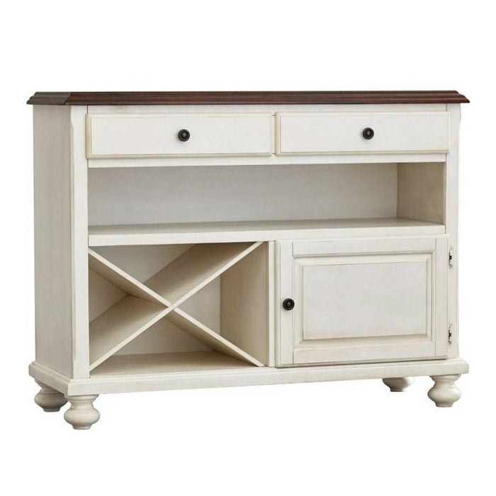 Sunset Trading Andrews Server | Antique White with Chestnut Brown Top DLU-ADW-SER-AW