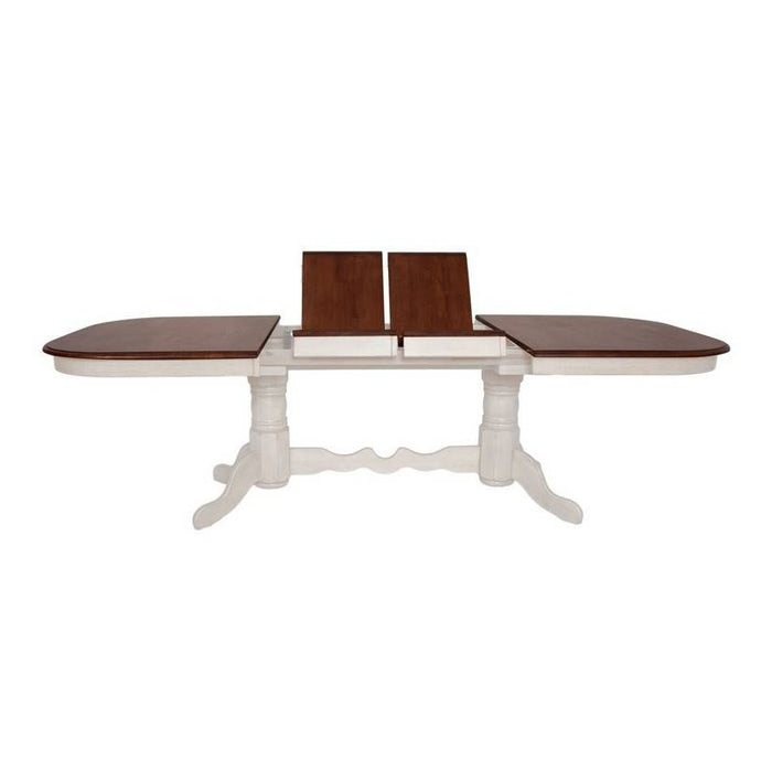 Sunset Trading Andrews 96" Oval Double Pedestal Extendable Butterfly Leaf Dining Table | Antique White and Chestnut Brown | Seats 10 DLU-ADW4296-AW