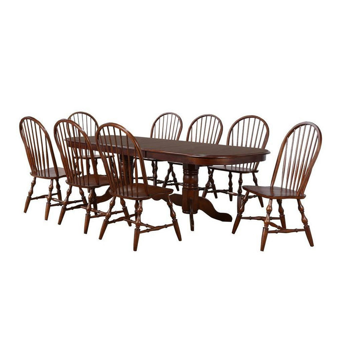 Sunset Trading Andrews 9 Piece 96" Oval Double Pedestal Extendable Dining Set | Butterfly Leaf Table | Chestnut Brown | Seats 10 DLU-ADW4296-C30-CT9PC