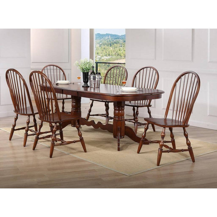 Sunset Trading Andrews 96" Oval Double Pedestal Butterfly Extendable Dining Table | Chestnut Brown | Seats 10 DLU-ADW4296-CT