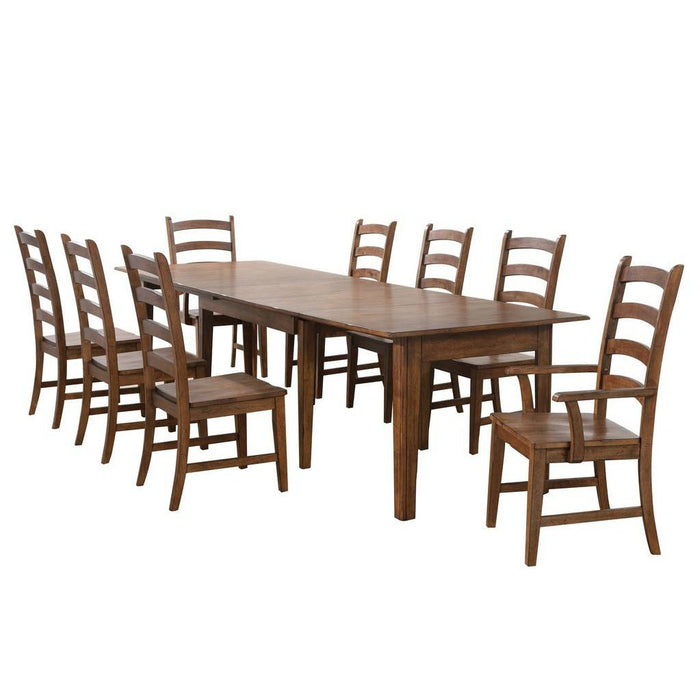 Sunset Trading Simply Brook 9 Piece 134" Rectangular Extendable Table Dining Set | Amish Brown | Seats 12 DLU-BR134-AM9PC