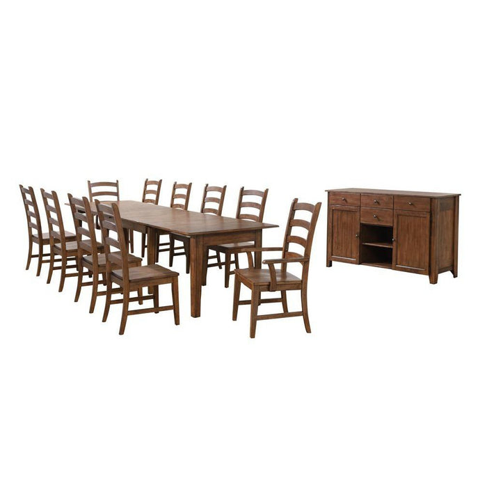 Sunset Trading Simply Brook 12 Piece 134" Rectangular Extendable Table Dining Set | Sideboard| Amish Brown | Seats 12 DLU-BR134-AMSB12PC