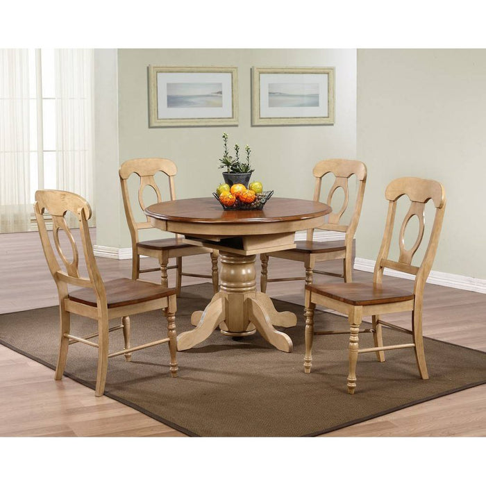 Sunset Trading Brook 5 Piece 42" Round or 60" Oval Extendable Dining Set | Butterfly Leaf Table | Napoleon Chairs | Seats 6 DLU-BR4260-C50-PW5PC