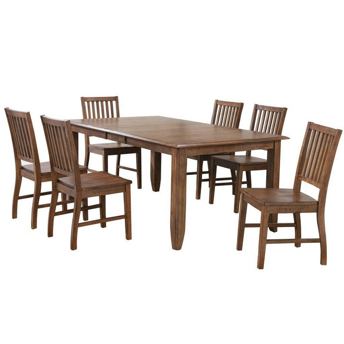 Sunset Trading Simply Brook 7 Piece 72" Rectangular Extendable Table Dining Set | 6 Slat Back Chairs| Amish Brown | Seats 8 DLU-BR4272-C60-AM7PC